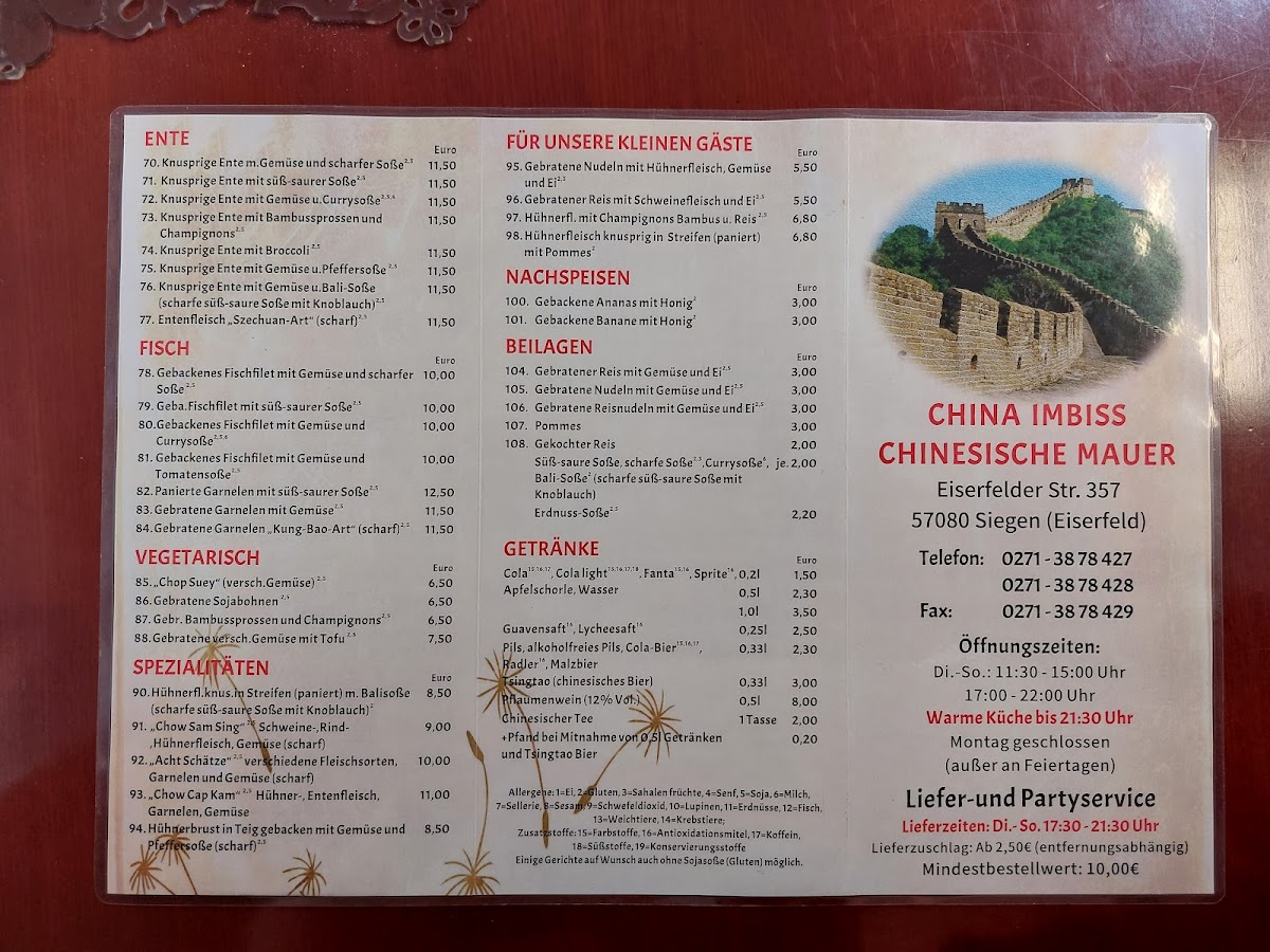 Menu China Imbiss Chinesische Mauer-6